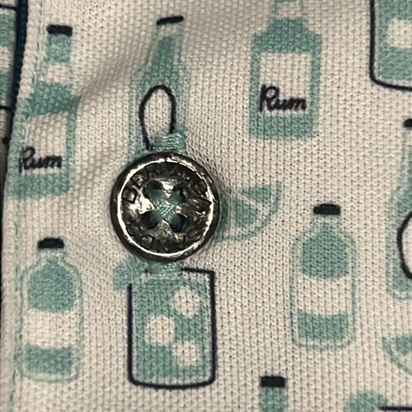 Bermuda Sands Fun Cocktails & Beer Bottle Print Golf Polo Shirt Men’s sz XL - Picture 6 of 12